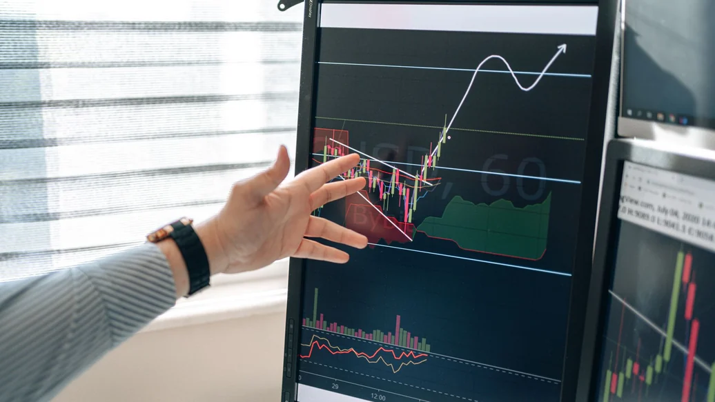 Data chart on a screen